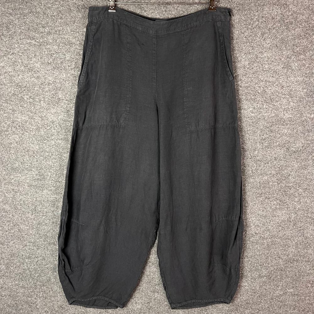 Oska Balloon Pants 5 Black 100% Linen Cropped Lagenlook Wide Leg